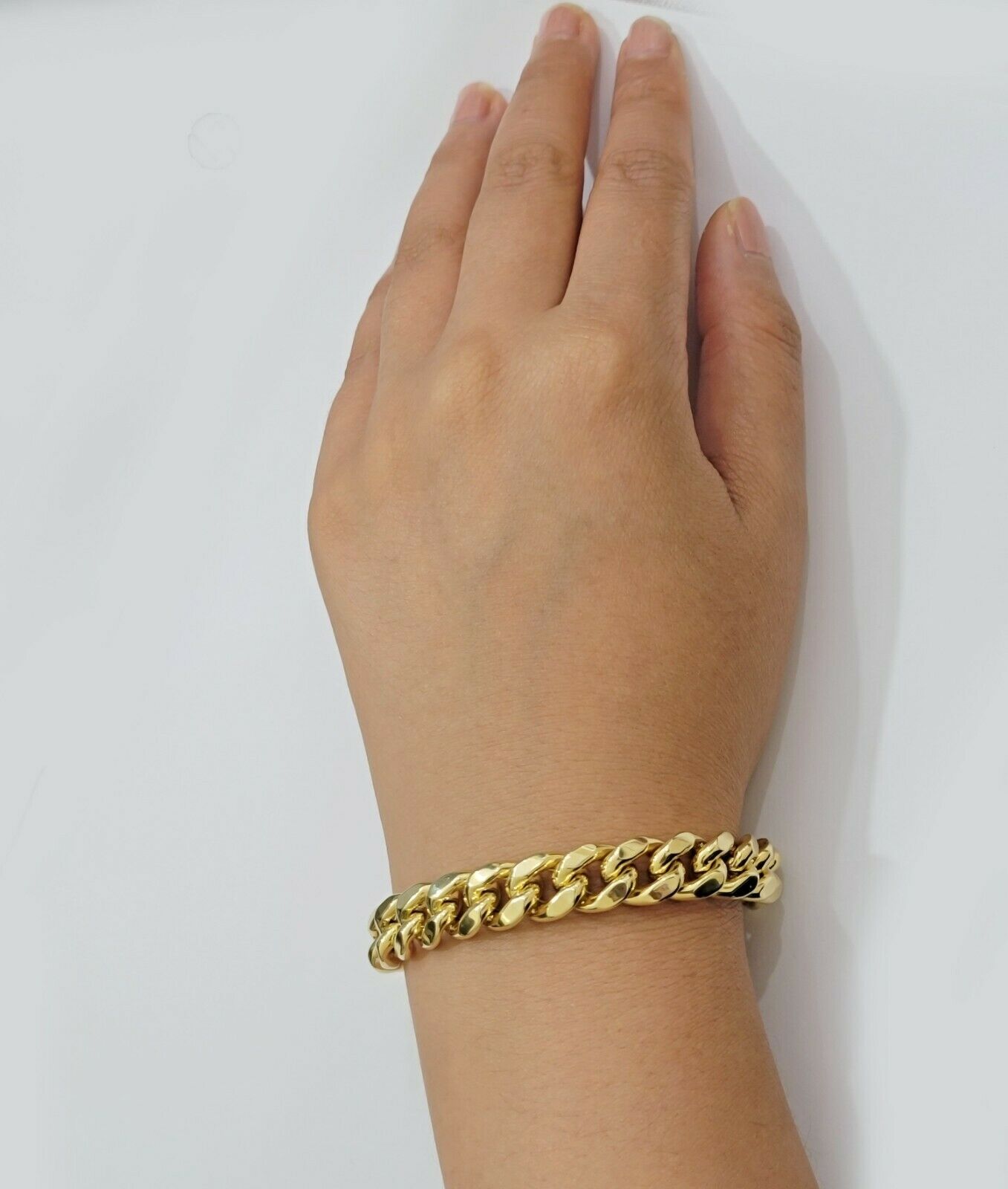 Real 14kt Gold Mens Bracelet Miami Cuban Link 11mm 9"Inch ,Box Clasp ,14k STRONG - Reva Jeweler