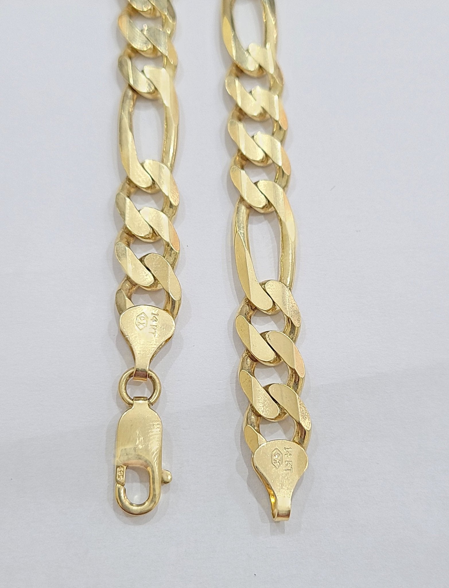 Real 14kt Solid Yellow Gold Figaro Chain 10mm 22'' inches Necklace 14k