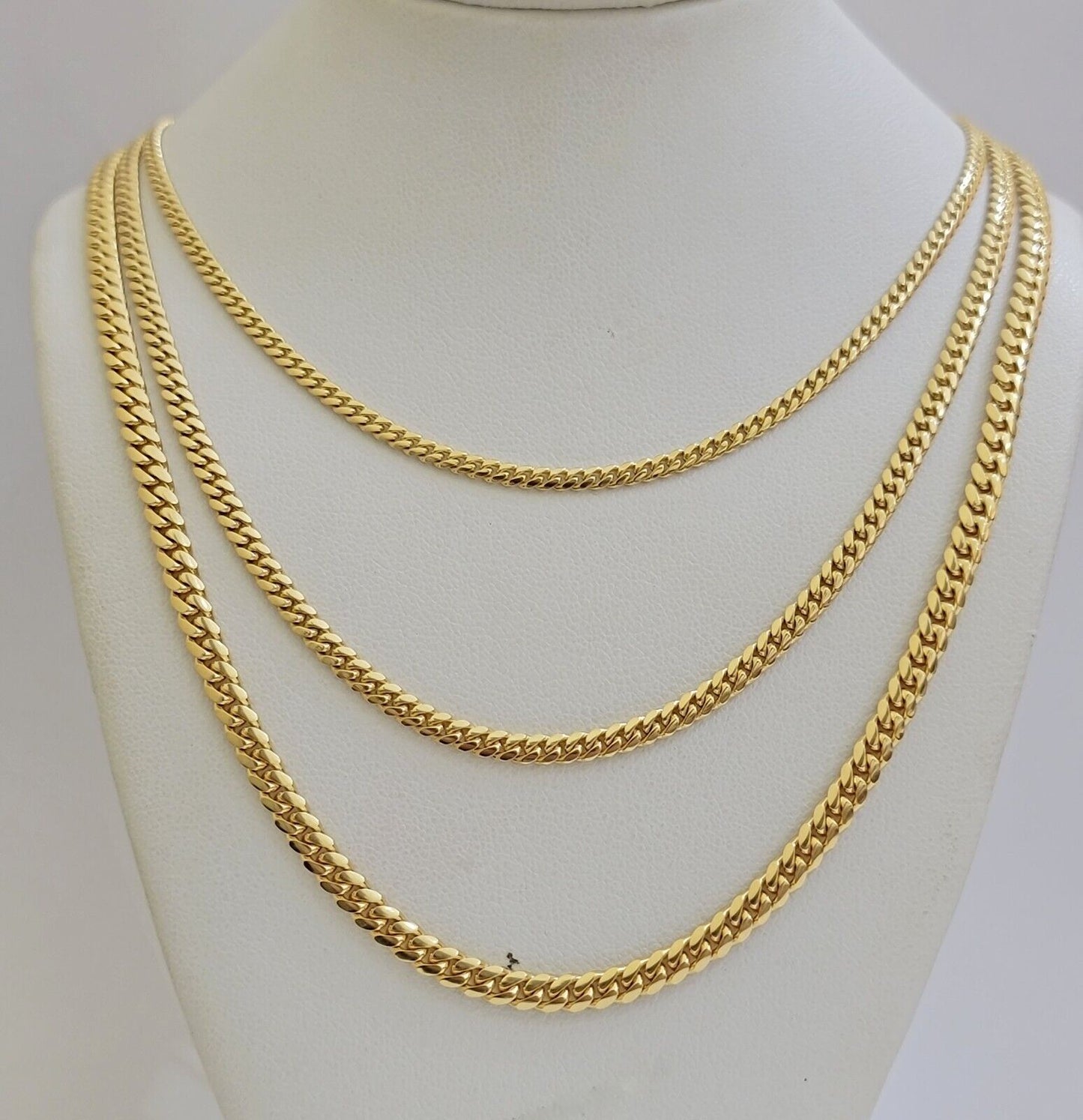Real 18k Gold Chain Necklace Miami Cuban Link 2.5 - 4mm 18 - 26 Inch SOLID Men Women - Reva Jeweler