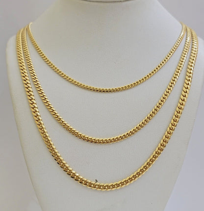 Real 18k Gold Chain Necklace Miami Cuban Link 2.5 - 4mm 18 - 26 Inch SOLID Men Women - Reva Jeweler