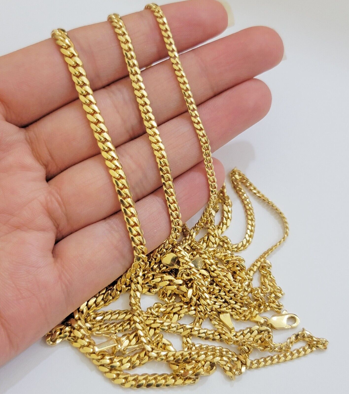 Real 18k Gold Chain Necklace Miami Cuban Link 2.5 - 4mm 18 - 26 Inch SOLID Men Women - Reva Jeweler