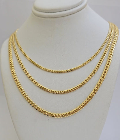 Real 18k Gold Chain Necklace Miami Cuban Link 2.5 - 4mm 18 - 26 Inch SOLID Men Women - Reva Jeweler
