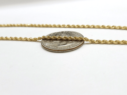 Real 18k Solid Yellow Gold Rope Chain 2mm Diamond Cut 16" Inches Lobster Lock - Reva Jeweler