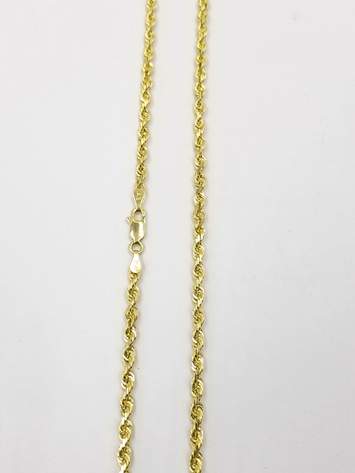 Real 18k Solid Yellow Gold Rope Chain 2mm Diamond Cut 20" Inches Lobster Lock - Reva Jeweler