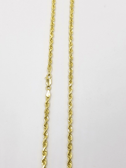 Real 18k Solid Yellow Gold Rope Chain 2mm Diamond Cut 20" Inches Lobster Lock - Reva Jeweler