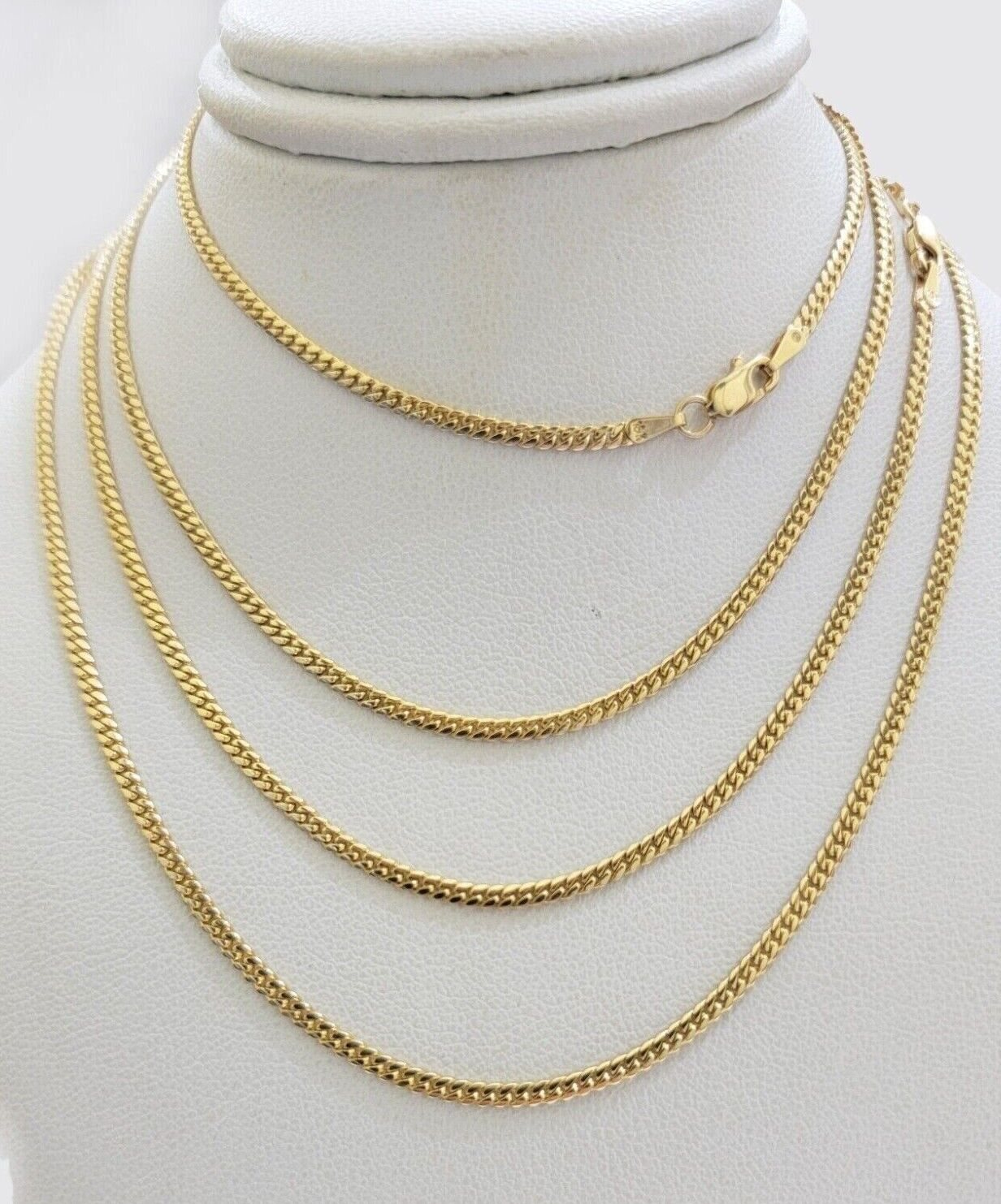Real 18k Yellow Gold Miami Cuban Chain Necklace 3mm 18 - 24 Inches Men Women SOLID - Reva Jeweler
