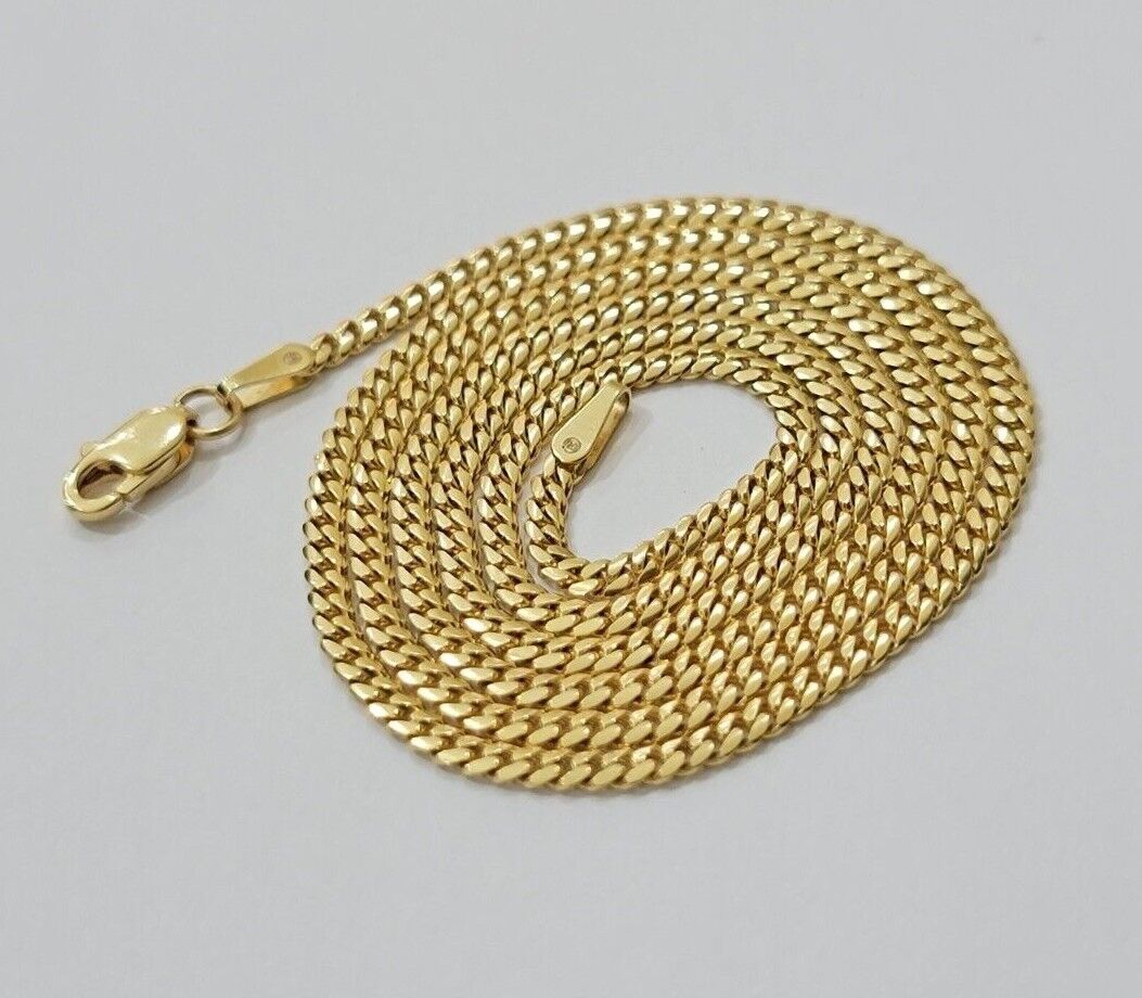 Real 18k Yellow Gold Miami Cuban Chain Necklace 3mm 18 - 24 Inches Men Women SOLID - Reva Jeweler