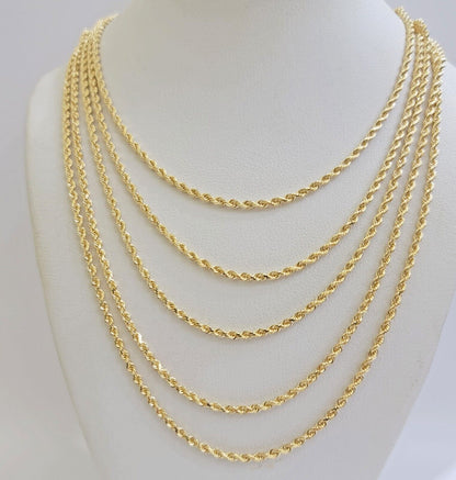 Real 18k Yellow Gold Rope Chain ladies Necklace 2mm 16 Inch Choker Solid 18kt - Reva Jeweler