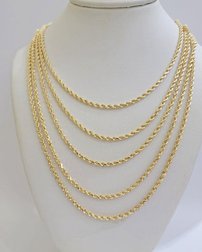 Real 18k Yellow Gold Rope Chain ladies Necklace 2mm 16 Inch Choker Solid 18kt - Reva Jeweler