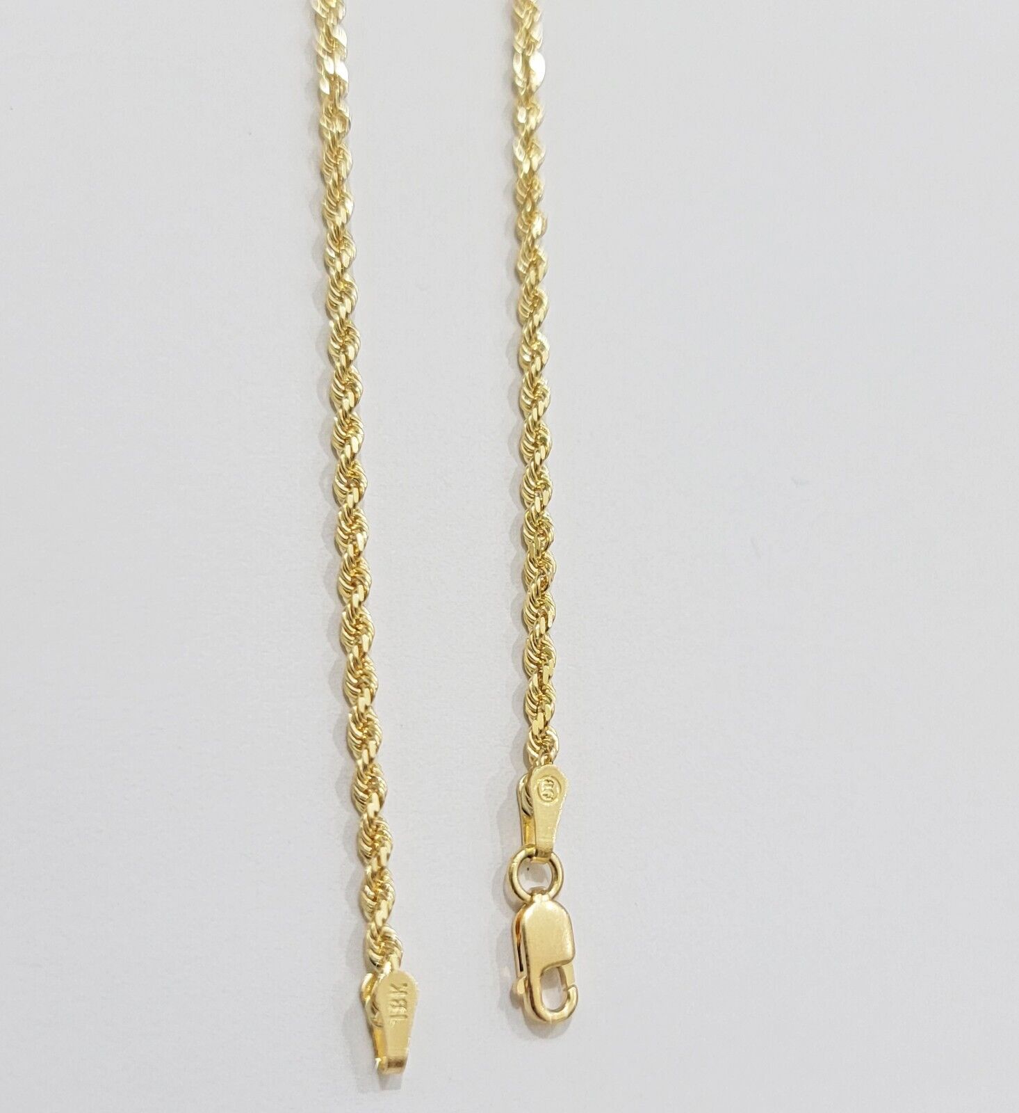 Real 18k Yellow Gold Rope Chain Necklace 20 Inch 2mm Men Women 18 KT SOLID, SALE - Reva Jeweler