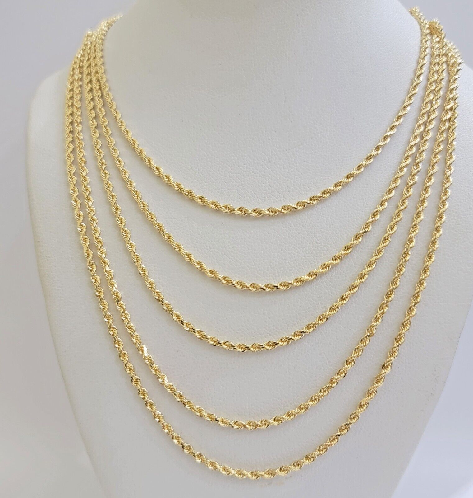 Real 18k Yellow Gold Rope Chain Necklace 22 Inch 2mm Solid 18 KT Men Women, SALE - Reva Jeweler
