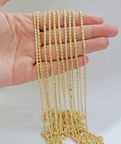 Real 18k Yellow Gold Rope Chain Necklace 22 Inch 2mm Solid 18 KT Men Women, SALE - Reva Jeweler