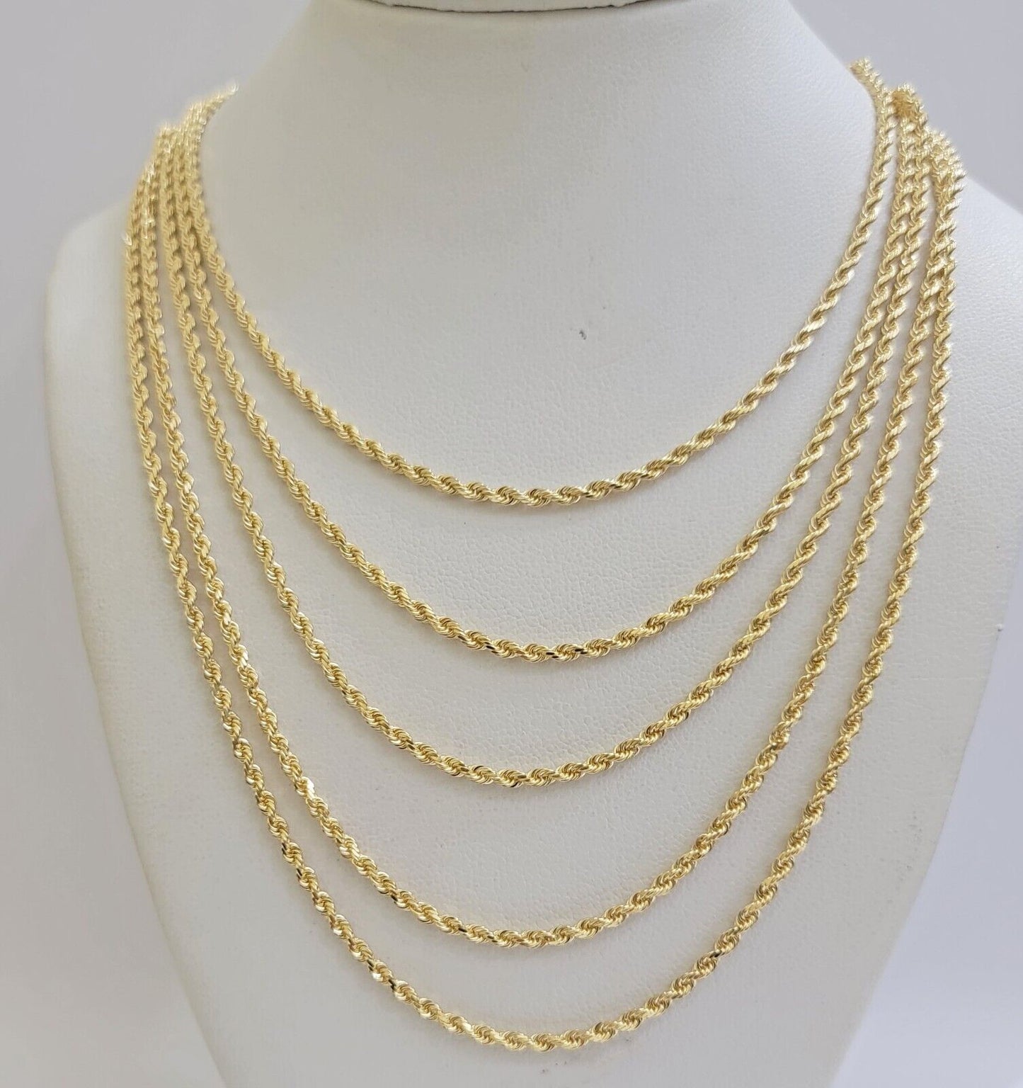 Real 18k Yellow Gold Rope Chain Necklace 24 Inch 2mm Solid 18 KT Men Women, SALE - Reva Jeweler
