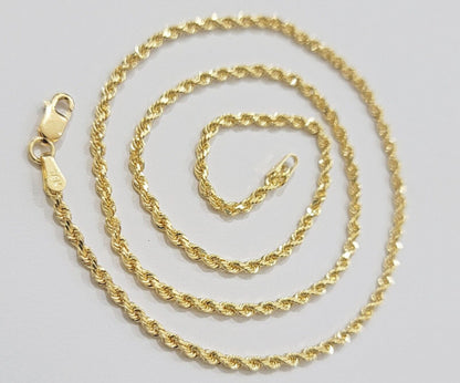 Real 18k Yellow Gold Rope chain necklace 2mm 16 - 24 Inch Men women SOLID HEAVY - Reva Jeweler