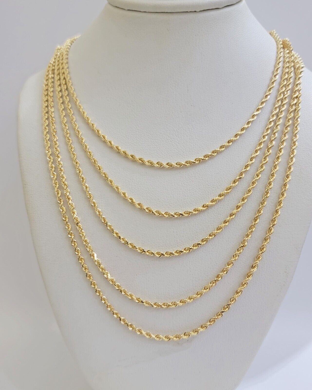 Real 18k Yellow Gold Rope chain necklace 2mm 16 - 24 Inch Men women SOLID HEAVY - Reva Jeweler