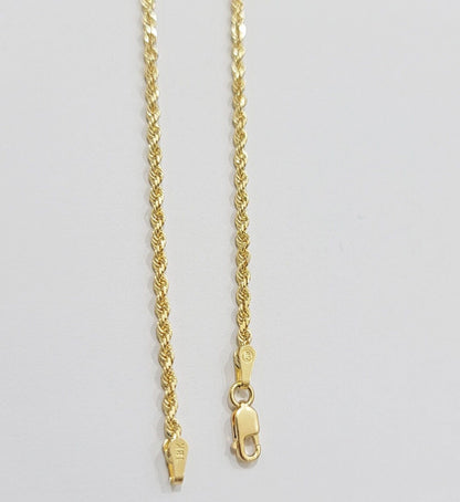 Real 18k Yellow Gold Rope chain necklace 2mm 16 - 24 Inch Men women SOLID HEAVY - Reva Jeweler