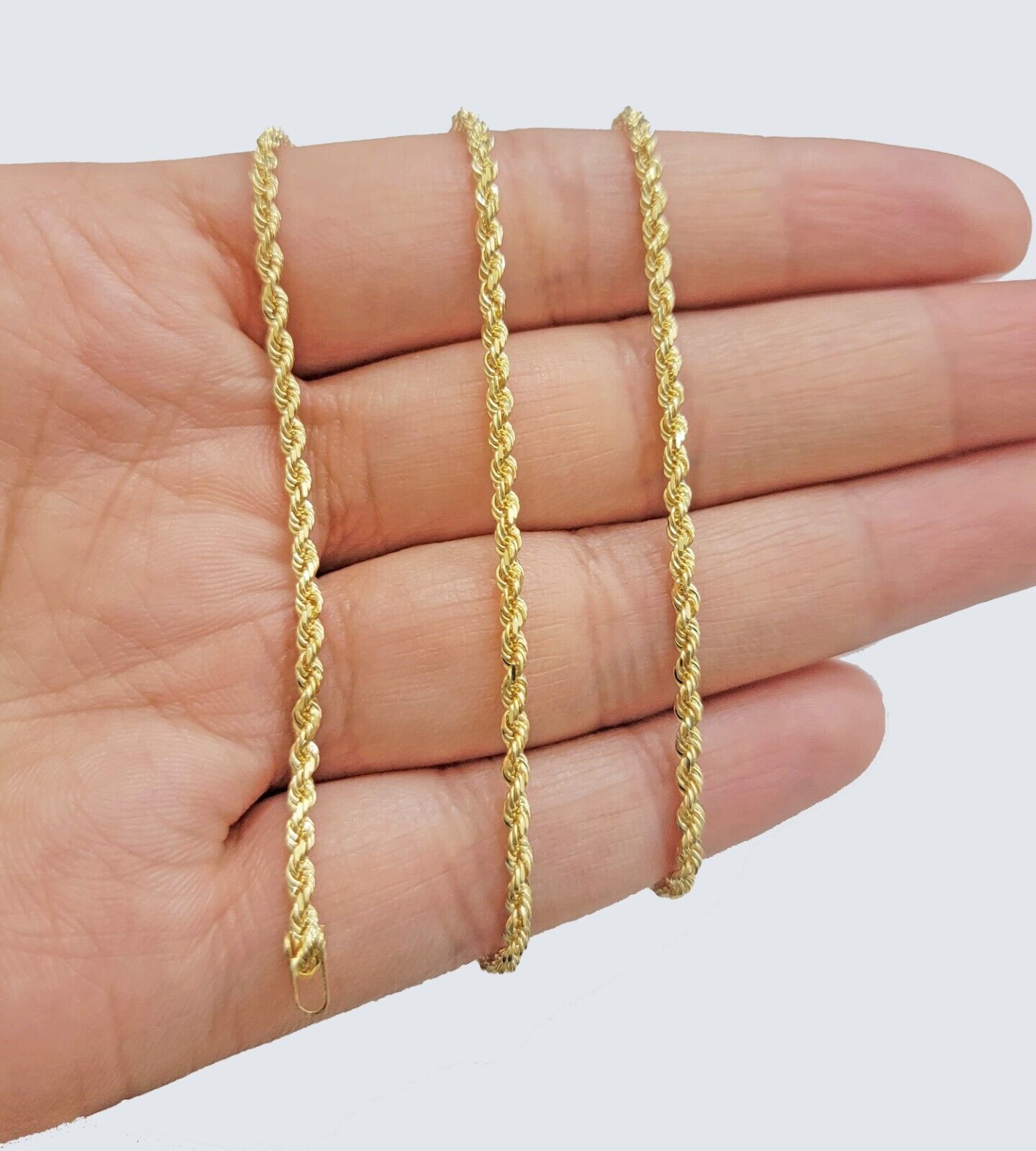 Real 18k Yellow Gold Rope Chain Necklace 2mm 18 Inch Ladies Women Solid 18 KT - Reva Jeweler