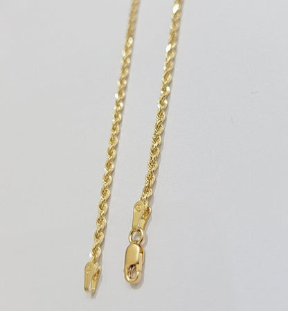Real 18k Yellow Gold Rope Chain Necklace 2mm 18 Inch Ladies Women Solid 18 KT - Reva Jeweler