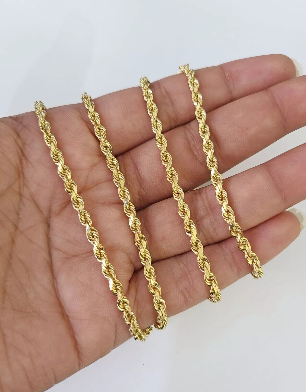 REAL 18k Yellow Gold Rope Chain Necklace SOLID 18 - 26 Inch 3mm 18kt Men's , Women - Reva Jeweler