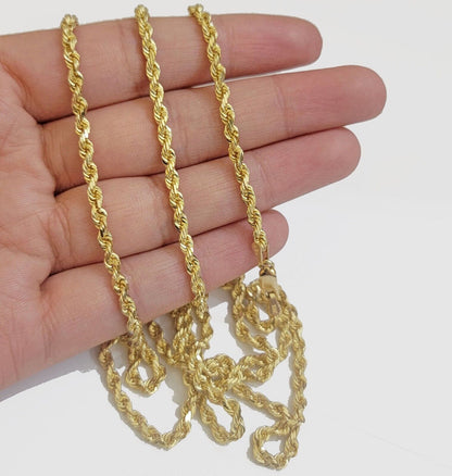 REAL 18k Yellow Gold Rope Chain Necklace SOLID 18 - 26 Inch 3mm 18kt Men's , Women - Reva Jeweler