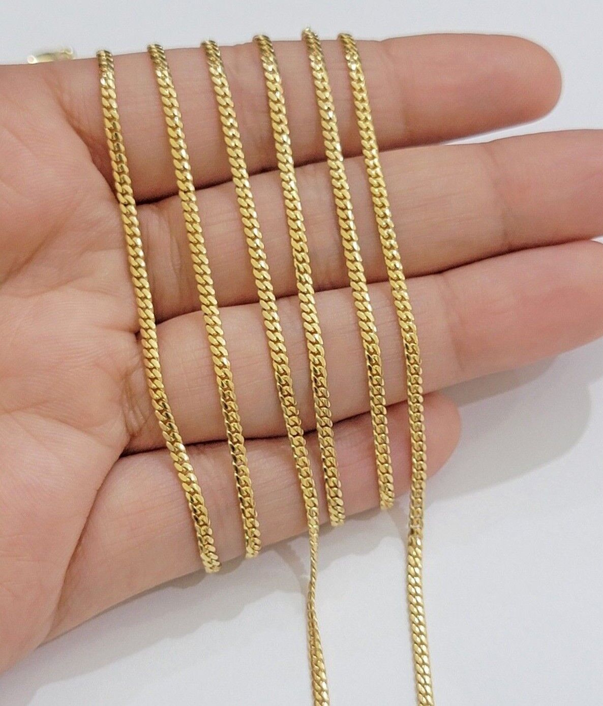 Real 18kt Yellow Gold Miami Cuban Chain Necklace 3mm 18 Inch Men Women SOLID NEW - Reva Jeweler