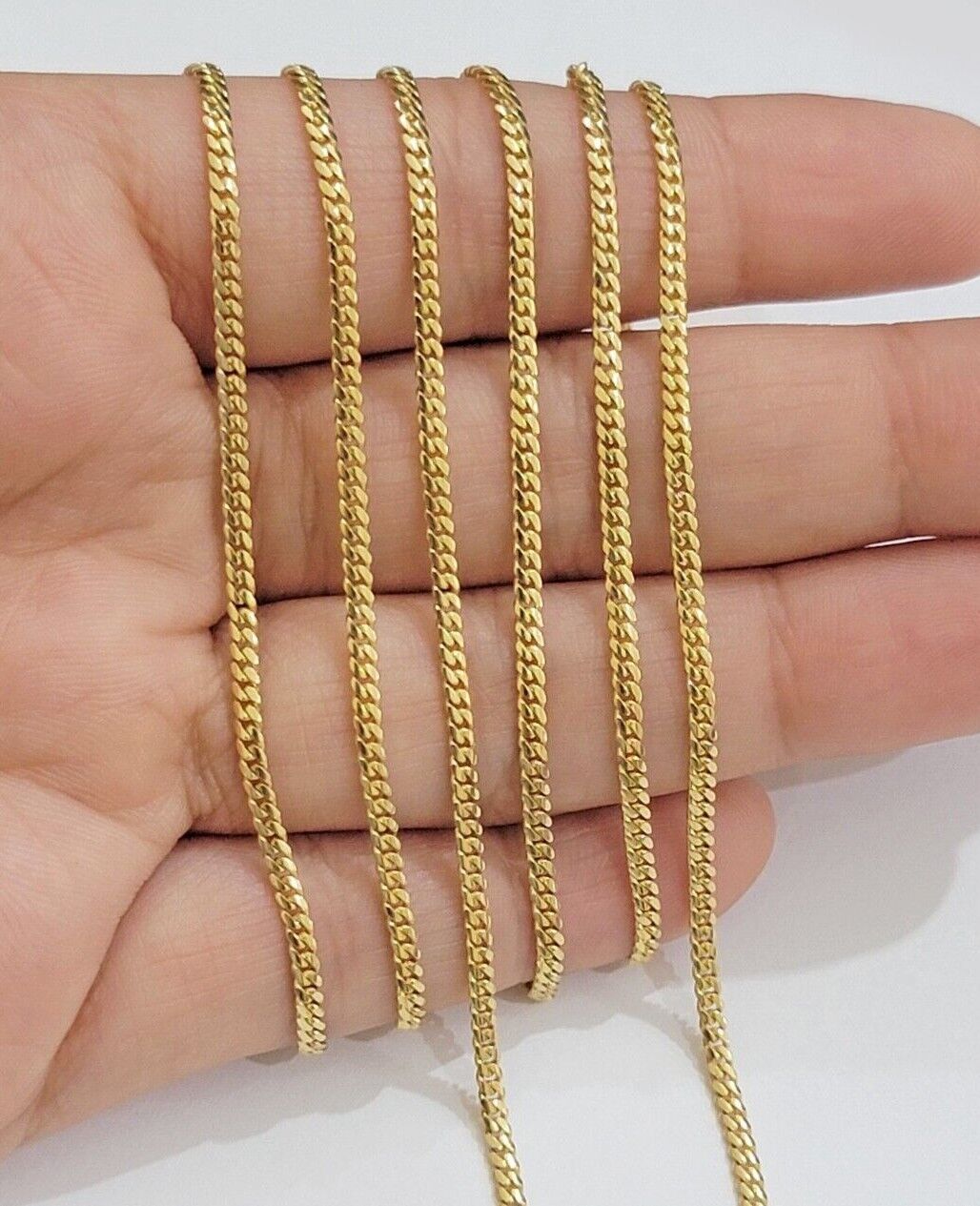 Real 18kt Yellow Gold Miami Cuban Chain Necklace 3mm 18 Inch Men Women SOLID NEW - Reva Jeweler