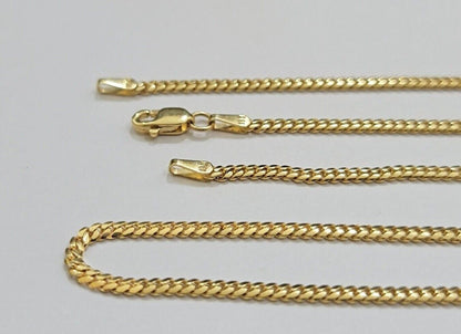 Real 18kt Yellow Gold Miami Cuban Chain Necklace 3mm 18 Inch Men Women SOLID NEW - Reva Jeweler