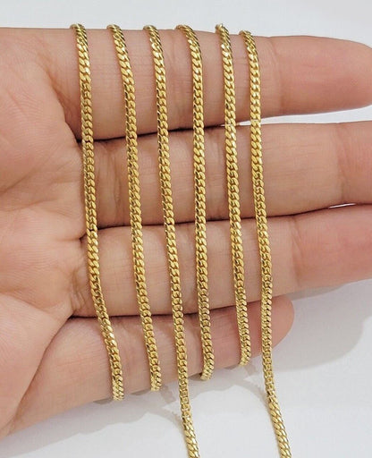 Real 18kt Yellow Gold Miami Cuban Chain Necklace 3mm 20'' Inches Men Women SOLID - Reva Jeweler
