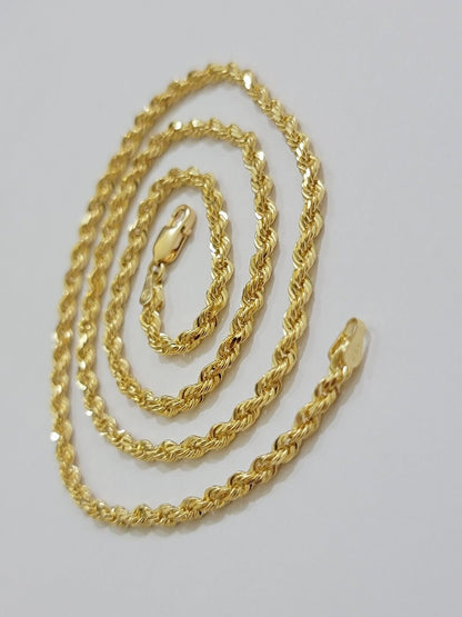Real 18kt Yellow Gold Rope Chain Necklace 3mm 20' Inch Men Women SOLID HEAVY 18k - Reva Jeweler