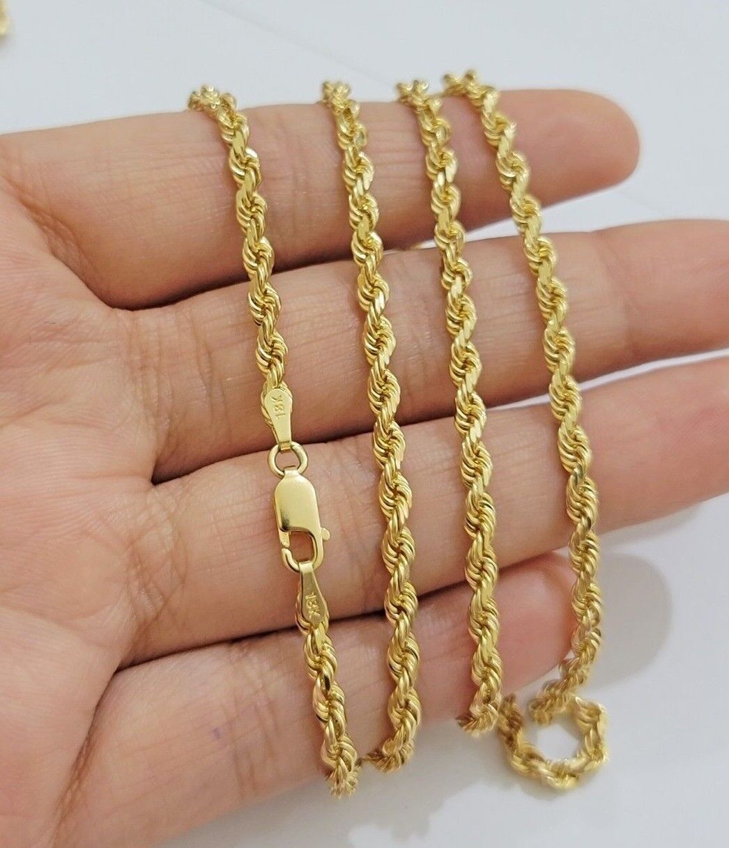 Real 18kt Yellow Gold Rope Chain Necklace 3mm 20' Inch Men Women SOLID HEAVY 18k - Reva Jeweler