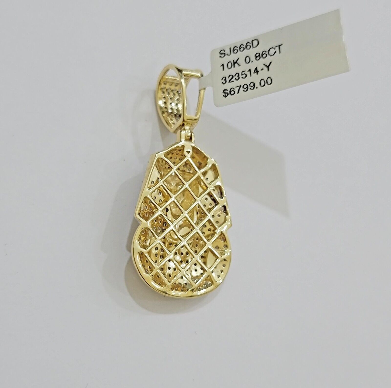 Real Diamond Charm Pendant Pharoah Head 10k Yellow Gold Solid For mens 1.5 Inch - Reva Jeweler