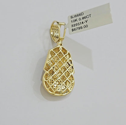 Real Diamond Charm Pendant Pharoah Head 10k Yellow Gold Solid For mens 1.5 Inch - Reva Jeweler