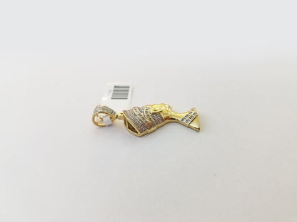 Real Diamond Egyptian Queen Nefertiti Pendant 10K Yellow Gold Charm Men - Reva Jeweler