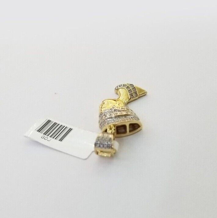 Real Diamond Egyptian Queen Nefertiti Pendant 10K Yellow Gold Charm Men - Reva Jeweler
