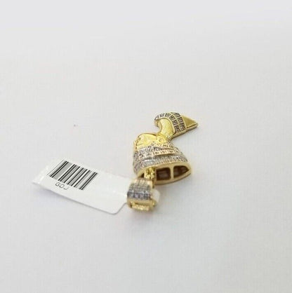 Real Diamond Egyptian Queen Nefertiti Pendant 10K Yellow Gold Charm Men - Reva Jeweler