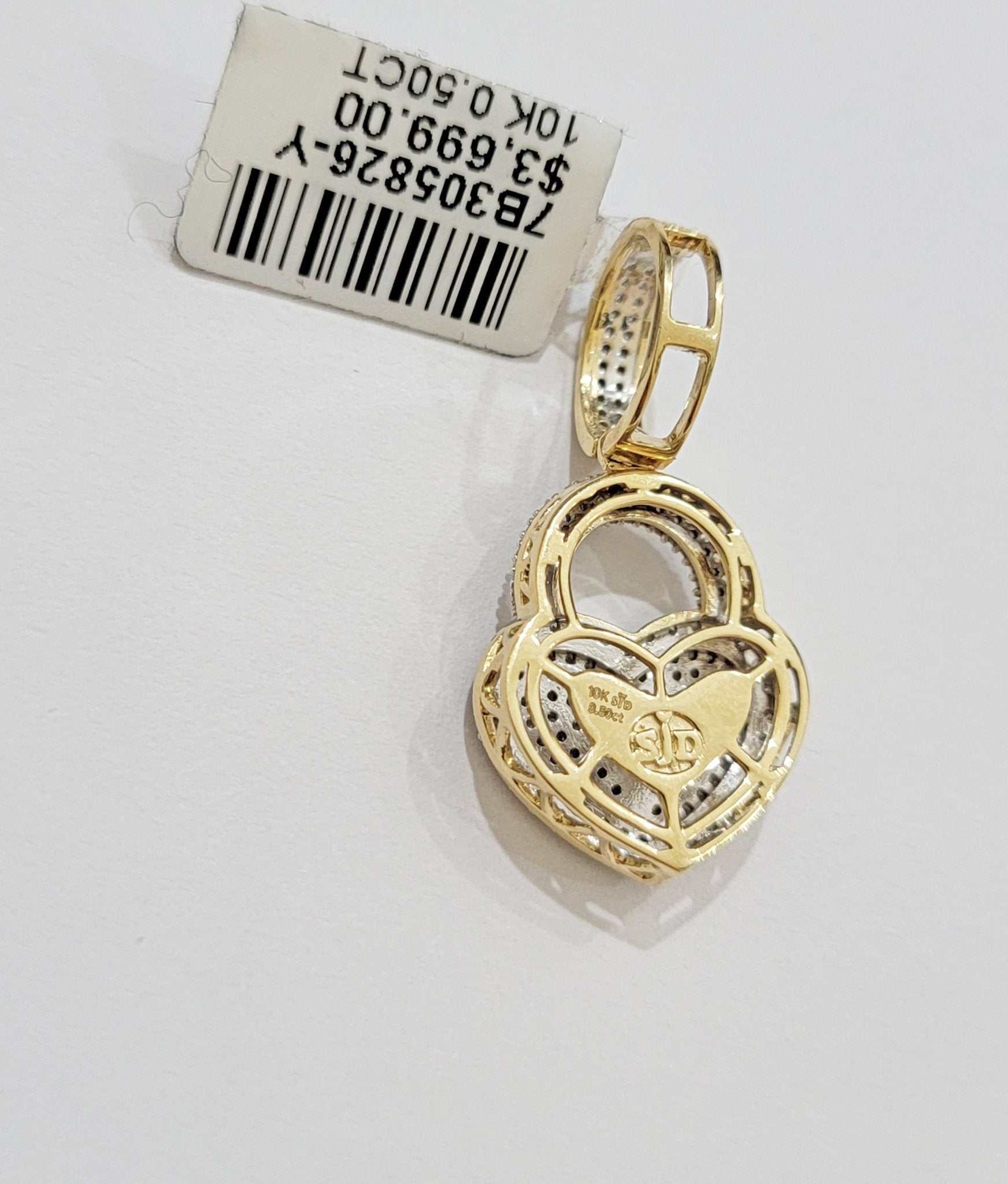 Real Diamond Heart Key charm pendant Real 10k gold 1/2 Natural Diamonds For Men Women - Reva Jeweler