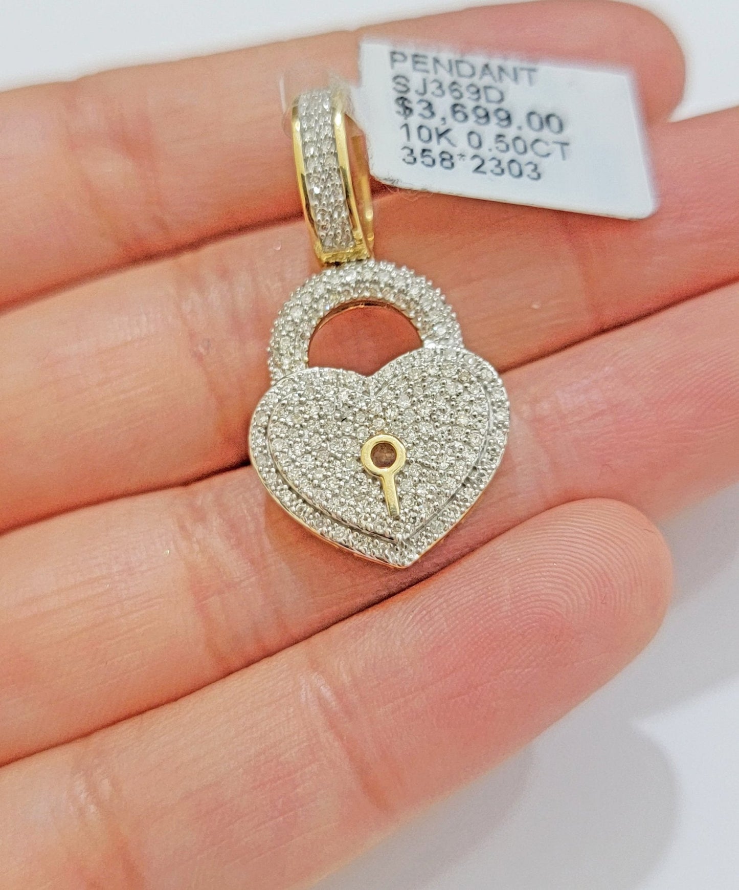 Real Diamond Heart Key charm pendant Real 10k gold 1/2 Natural Diamonds For Men Women - Reva Jeweler