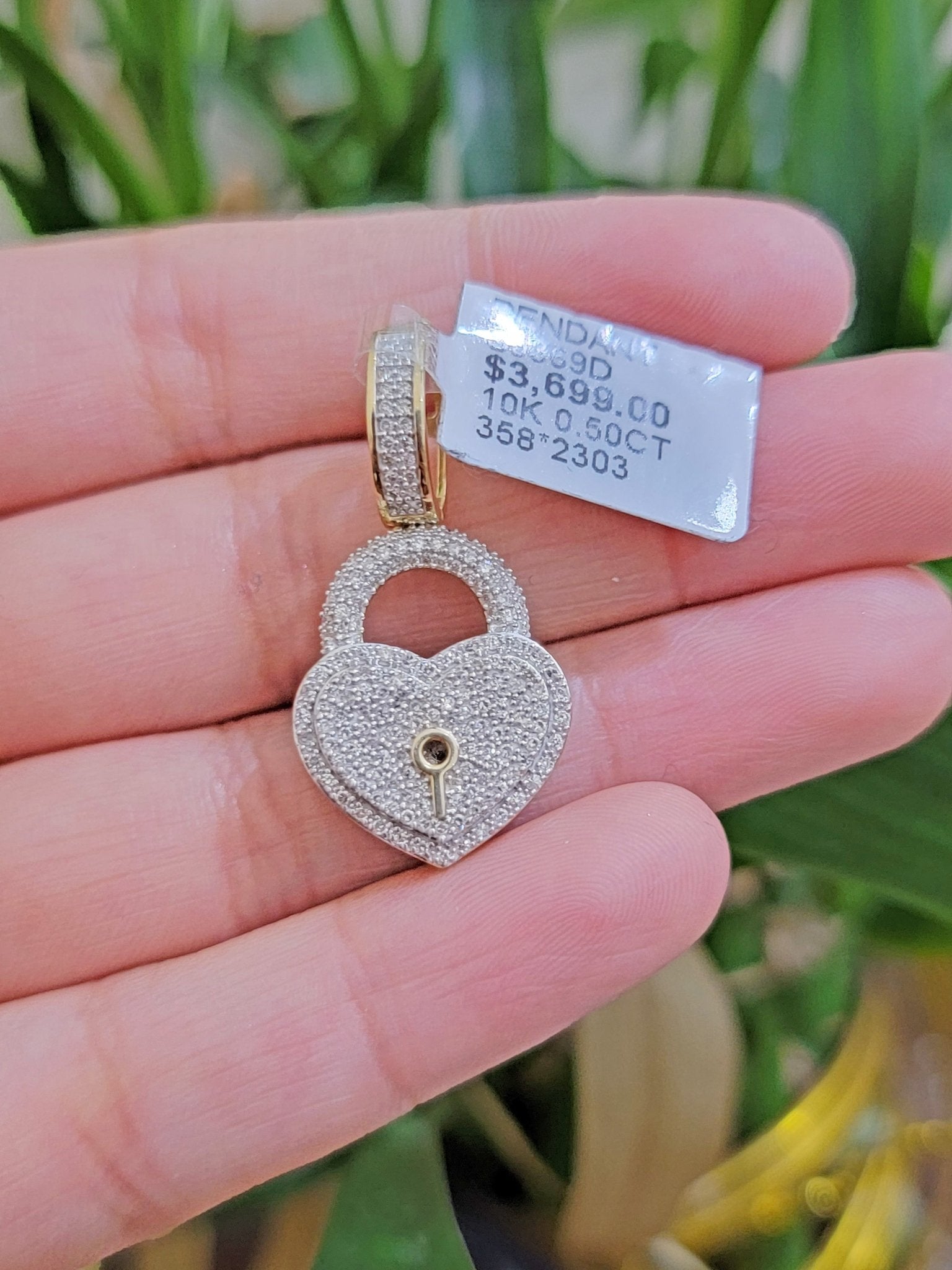Real Diamond Heart Key charm pendant Real 10k gold 1/2 Natural Diamonds For Men Women - Reva Jeweler