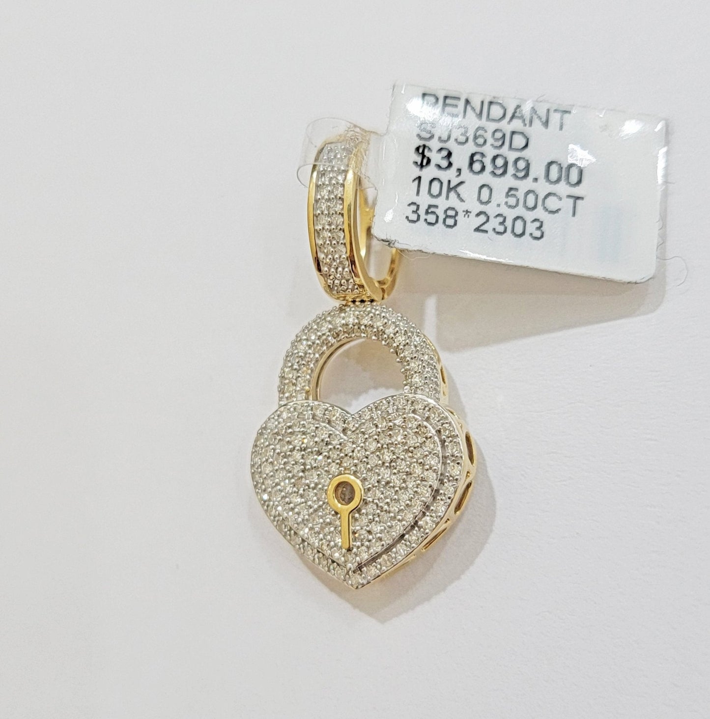 Real Diamond Heart Key charm pendant Real 10k gold 1/2 Natural Diamonds For Men Women - Reva Jeweler