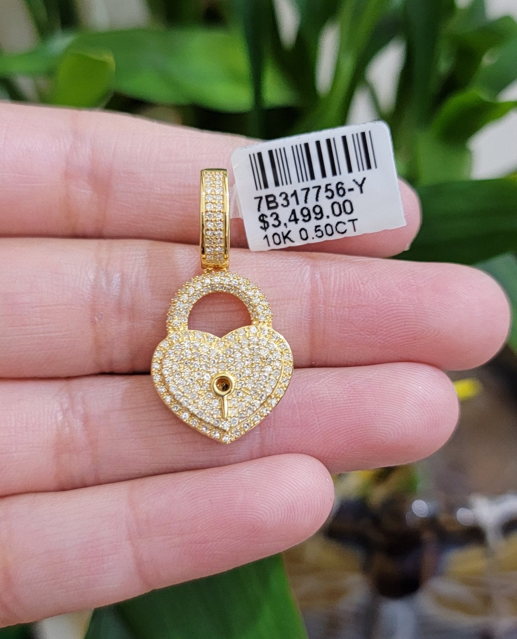 Real Diamond Key charm pendant Real 10k gold 1/2 Natural Diamonds For Men Women - Reva Jeweler