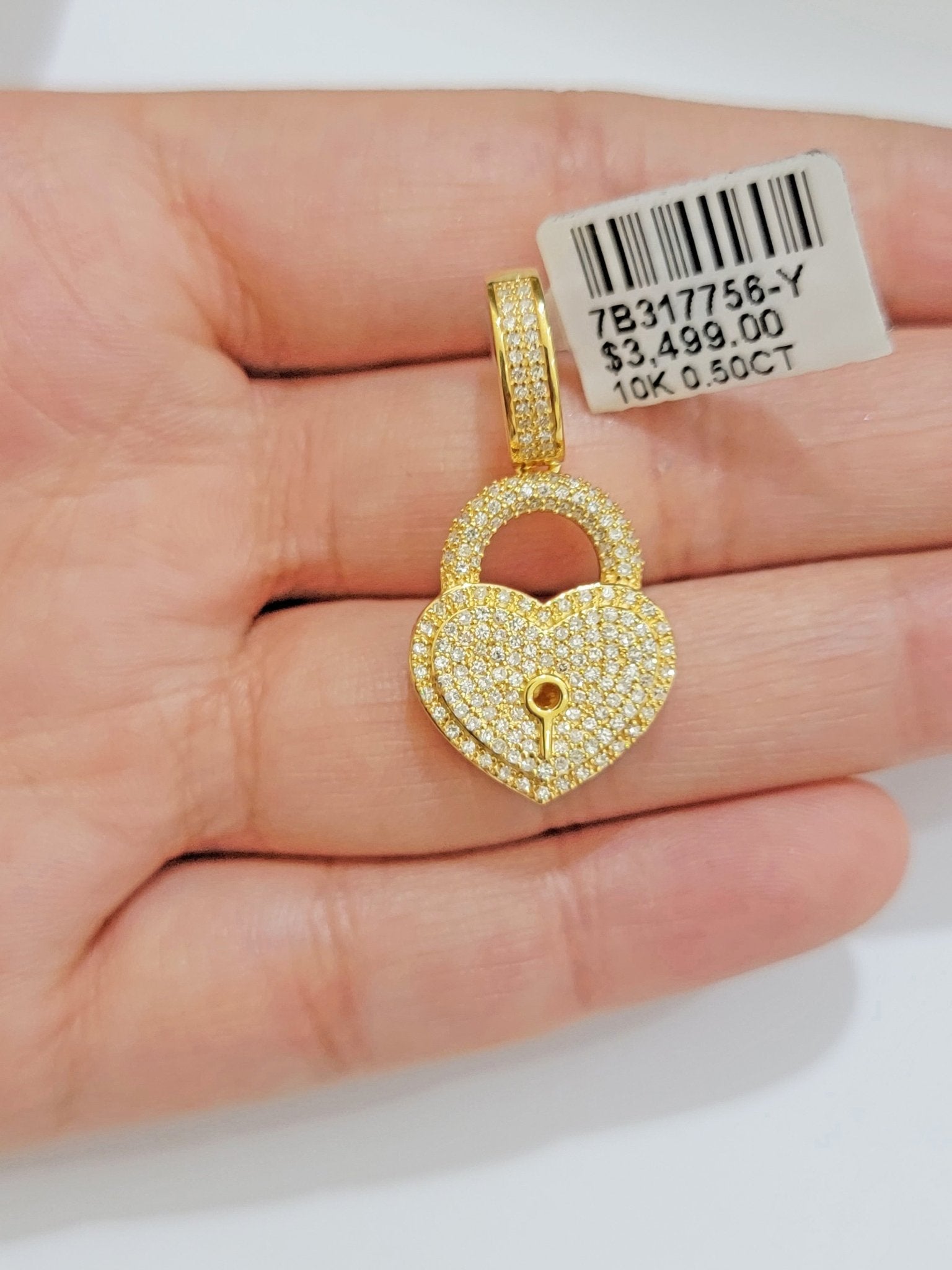 Real Diamond Key charm pendant Real 10k gold 1/2 Natural Diamonds For Men Women - Reva Jeweler