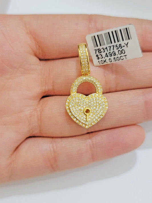 Real Diamond Key charm pendant Real 10k gold 1/2 Natural Diamonds For Men Women - Reva Jeweler
