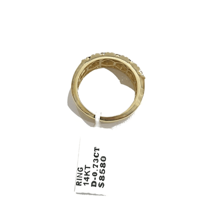 Real Diamond Mens Ring 14k Real Gold Band 14kt Yellow Gold 10" Genuine Diamonds - Reva Jeweler