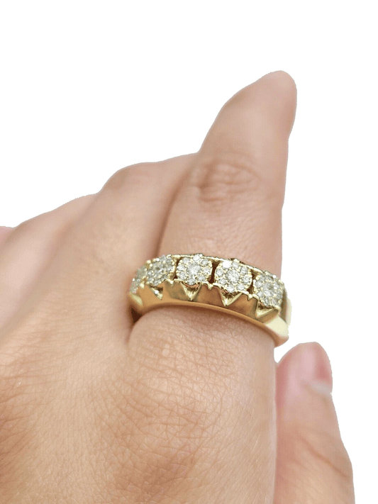 Real Diamond Mens Ring 14k Real Gold Band 14kt Yellow Gold 10" Genuine Diamonds - Reva Jeweler