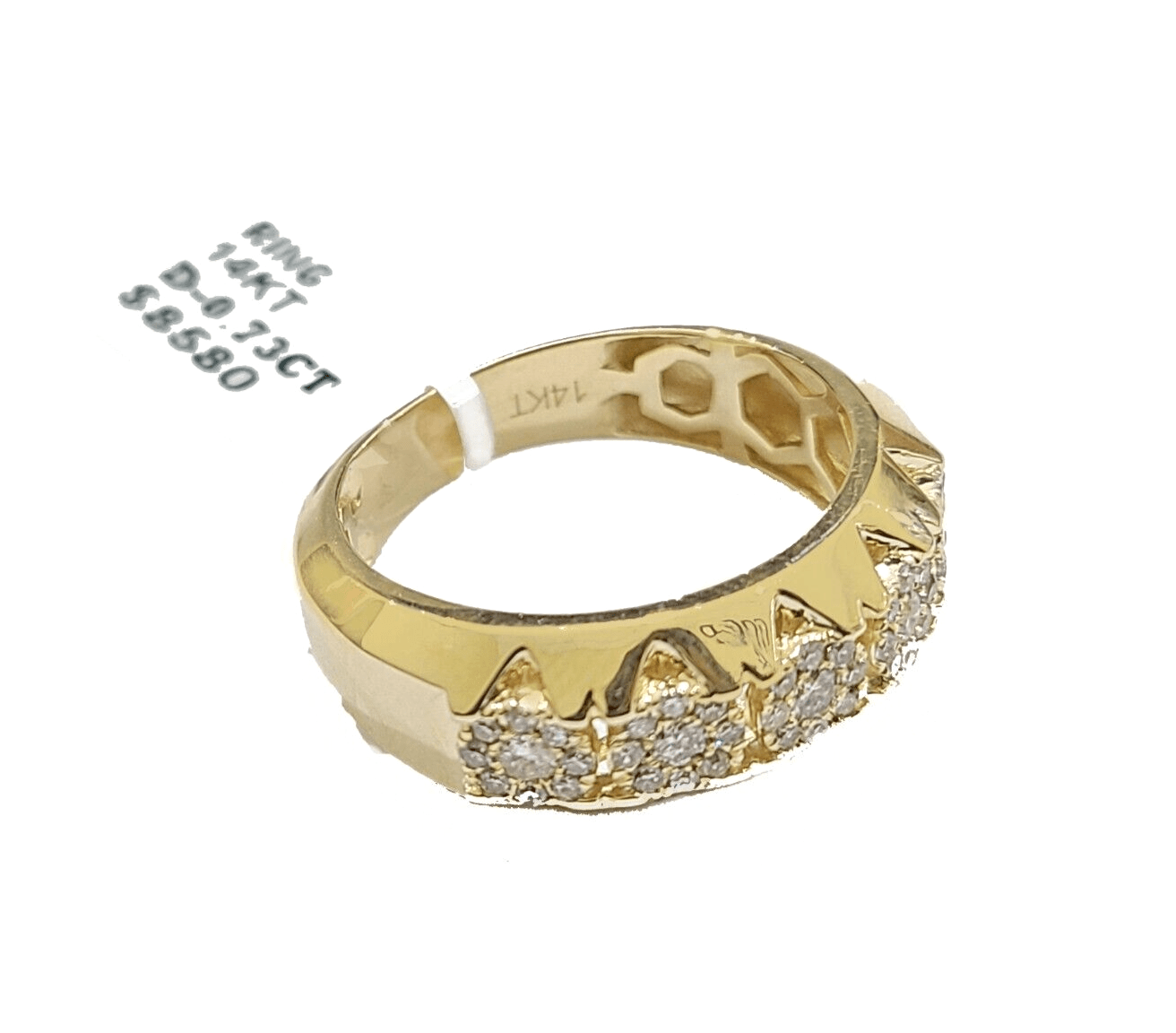Real Diamond Mens Ring 14k Real Gold Band 14kt Yellow Gold 10" Genuine Diamonds - Reva Jeweler