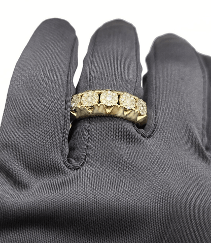 Real Diamond Mens Ring 14k Real Gold Band 14kt Yellow Gold 10" Genuine Diamonds - Reva Jeweler