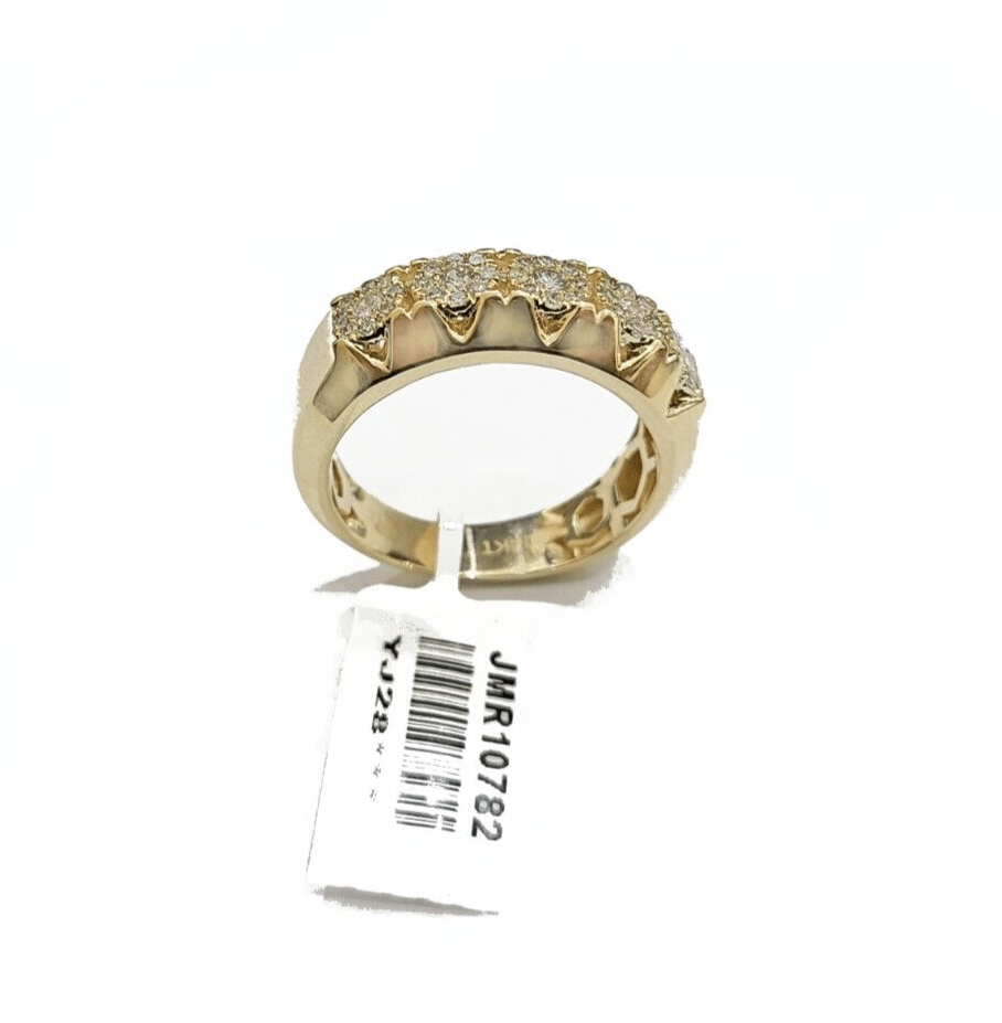 Real Diamond Mens Ring 14k Real Gold Band 14kt Yellow Gold 10" Genuine Diamonds - Reva Jeweler