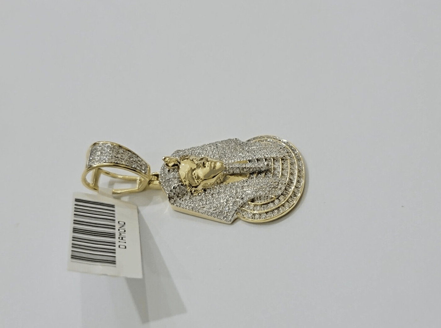 Real Diamond Pharoah Charm Pendant 10k Yellow Gold 0.85 CT Natura Chain Necklace - Reva Jeweler