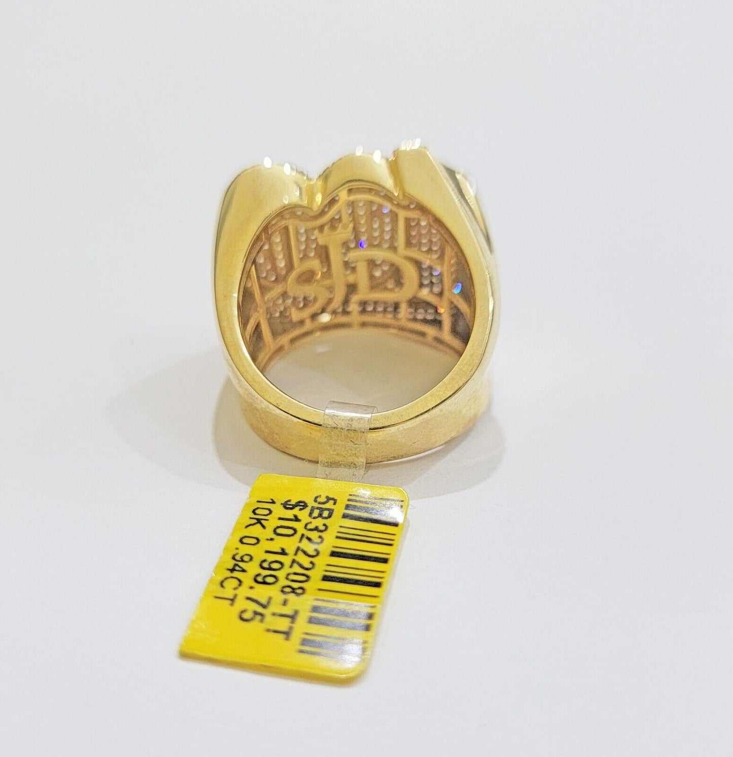 Real Diamonds 10k Yellow Gold Mens Ring Number 100 Style , New , Size 10 , SALE - Reva Jeweler