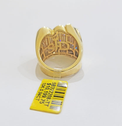 Real Diamonds 10k Yellow Gold Mens Ring Number 100 Style , New , Size 10 , SALE - Reva Jeweler